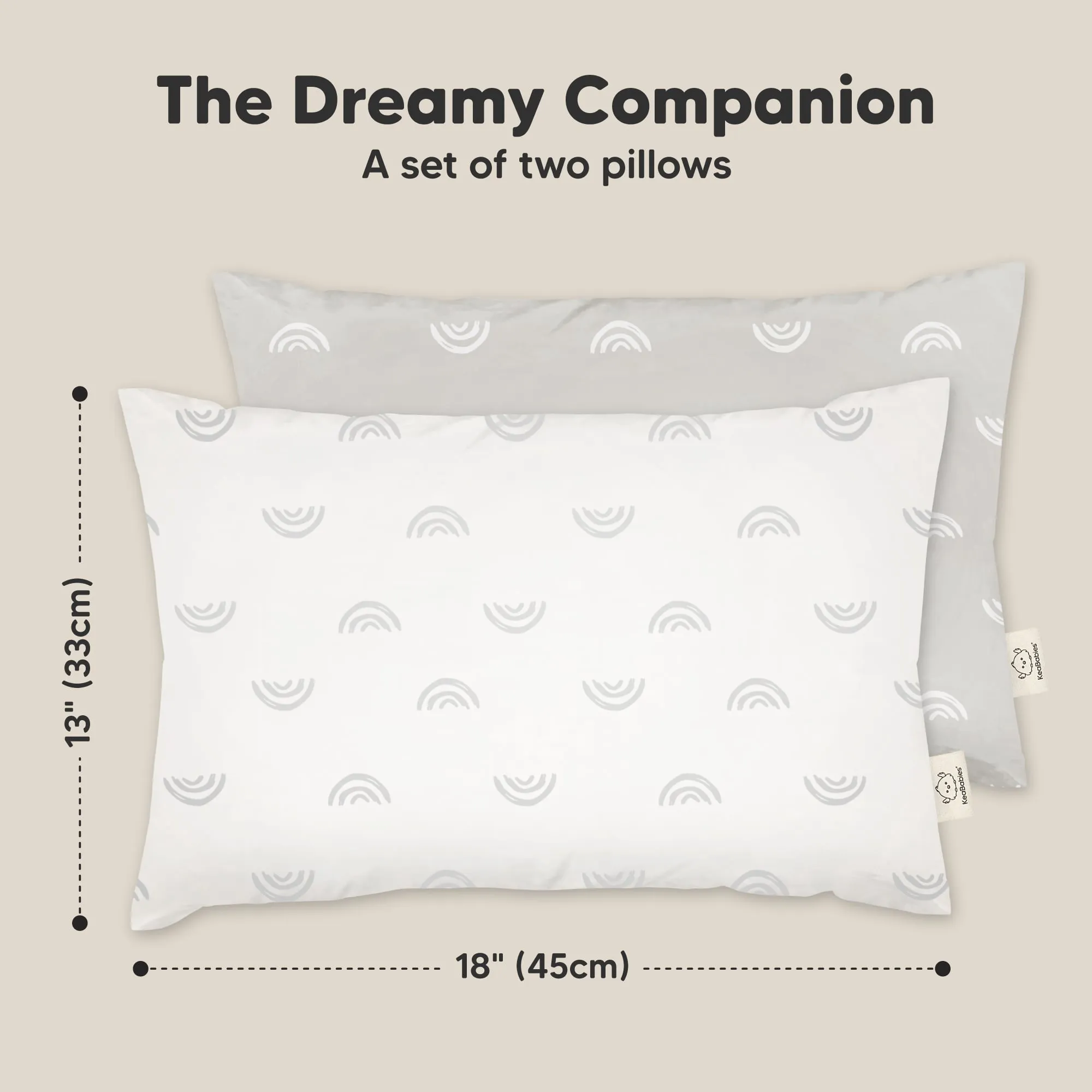 2-Pack Toddler Pillows (Gray Rainbow)