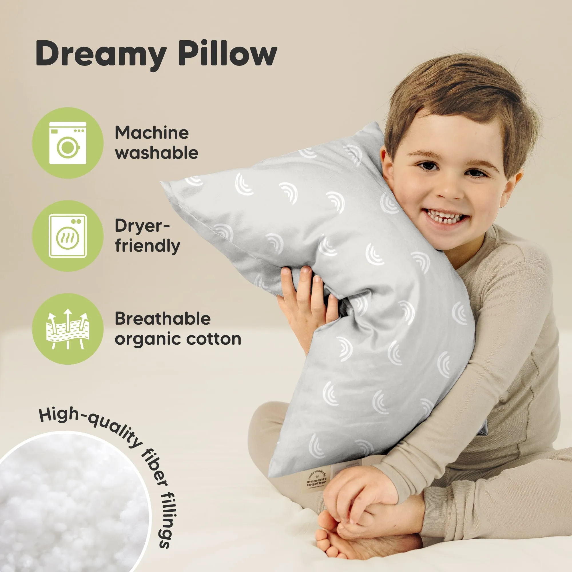 2-Pack Toddler Pillows (Gray Rainbow)