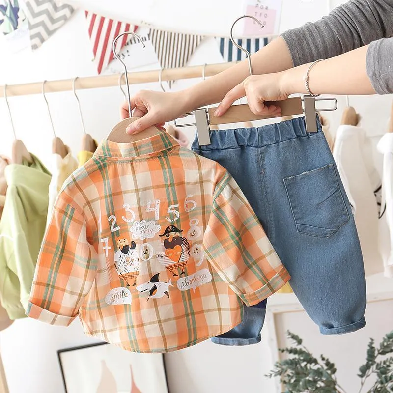2-piece Plaid Shirt & Pants for Children Boy