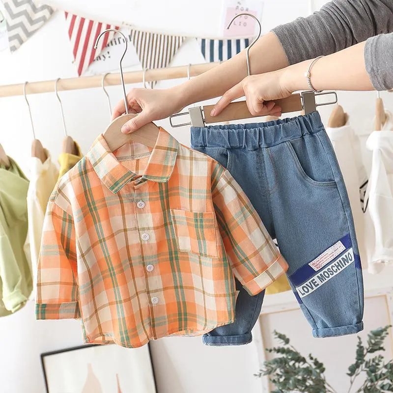 2-piece Plaid Shirt & Pants for Children Boy