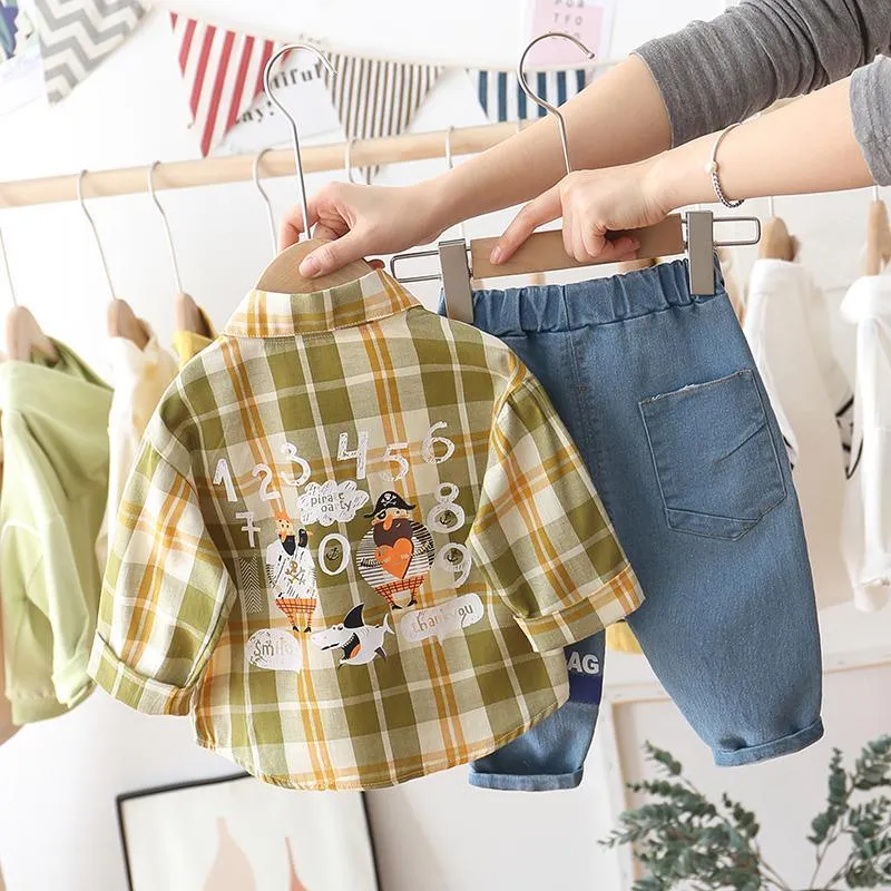 2-piece Plaid Shirt & Pants for Children Boy