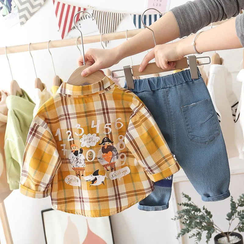 2-piece Plaid Shirt & Pants for Children Boy