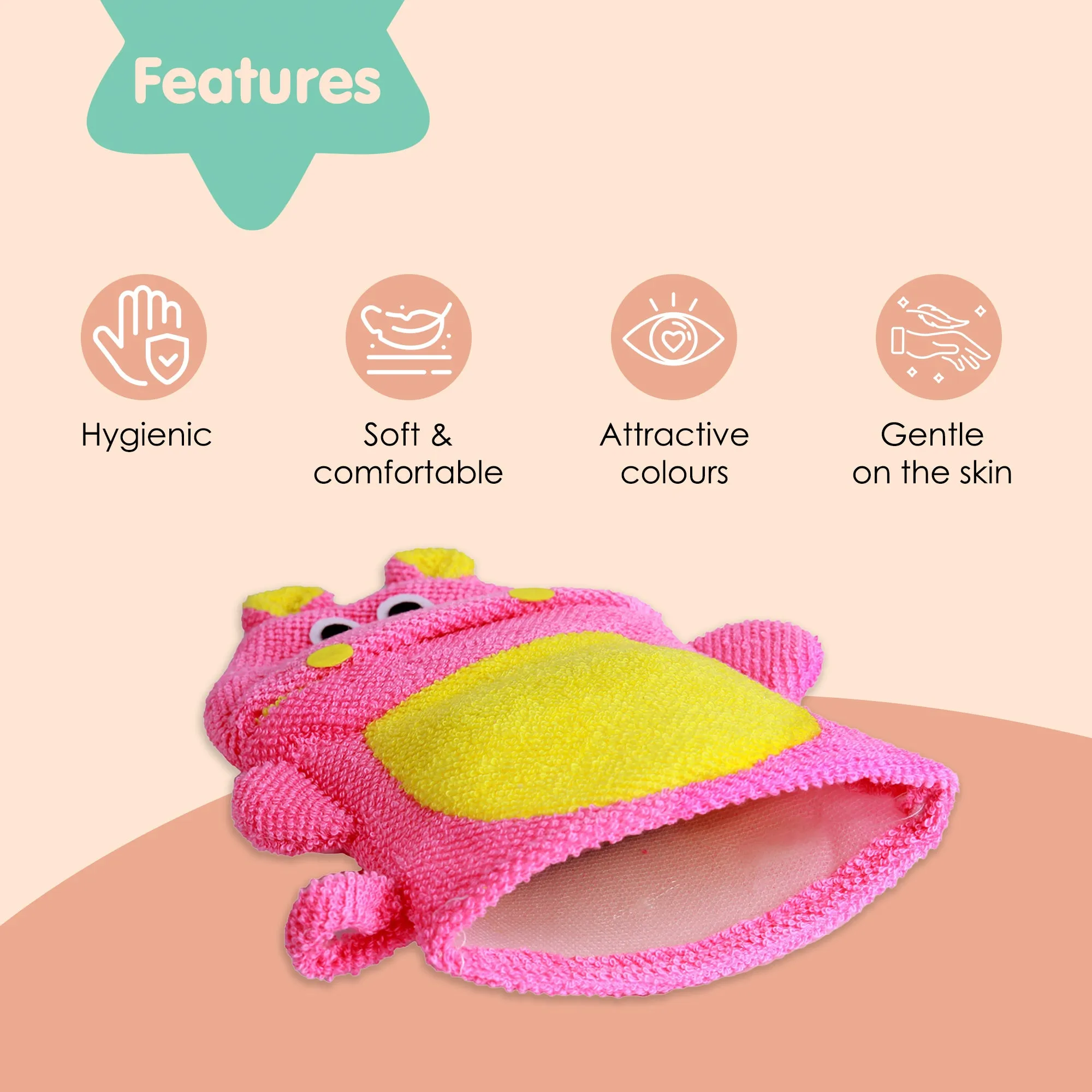 Animal Pink And Yellow Cartoon Bath Glove