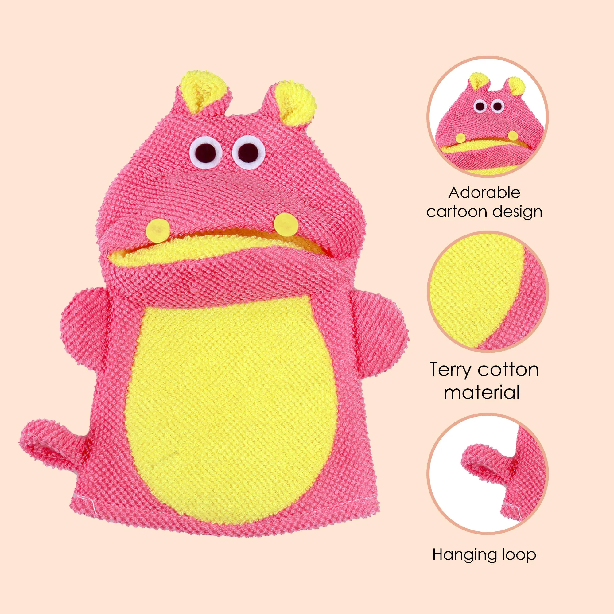Animal Pink And Yellow Cartoon Bath Glove