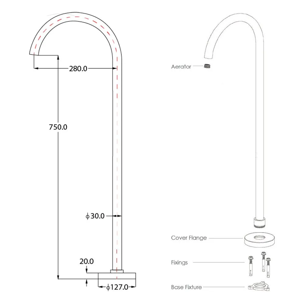 Argent Classic Freestanding Matte Black Bath Spout