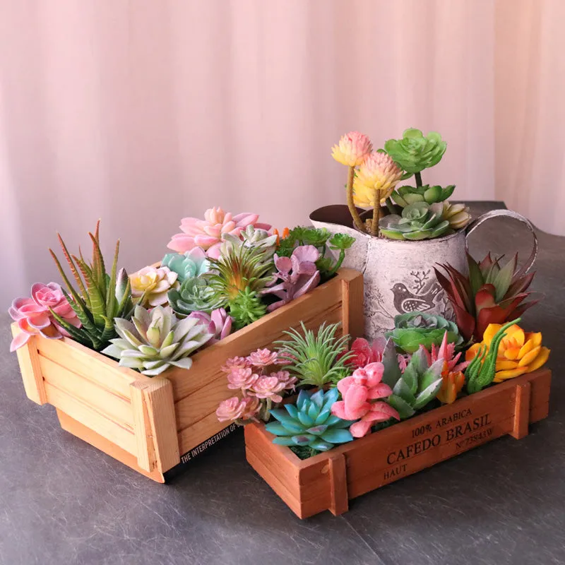 Artificial Green Purple Red Blue Succulent Plants Home Garden Wedding Decoration Mini Desktop Bonsai DIY Plante Artificielle
