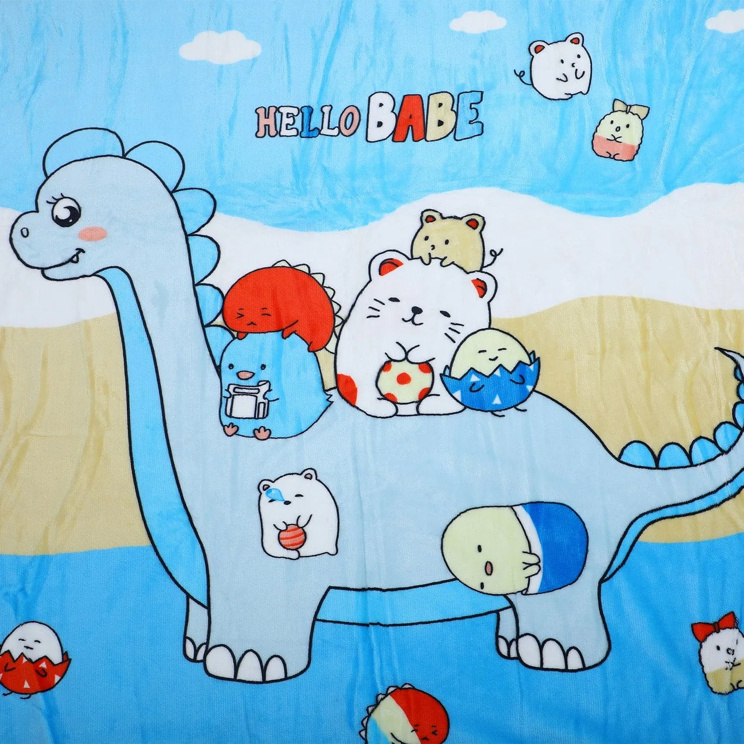 Baby Moo Dino Ride Super Soft Swaddling All Season Blanket - Blue