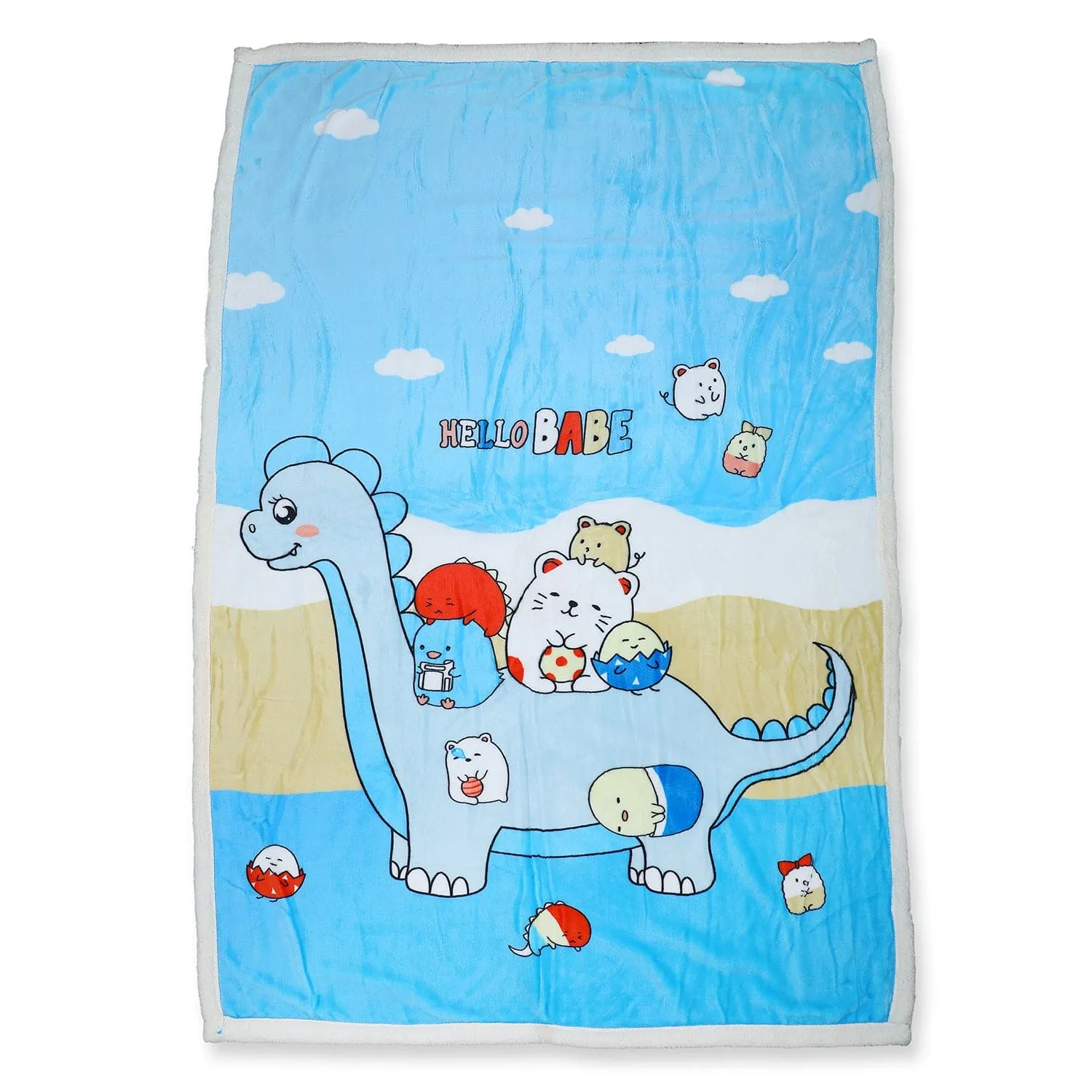 Baby Moo Dino Ride Super Soft Swaddling All Season Blanket - Blue