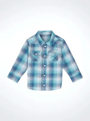 Baby Wrangler Turquoise Plaid Long Sleeve Snap Shirt