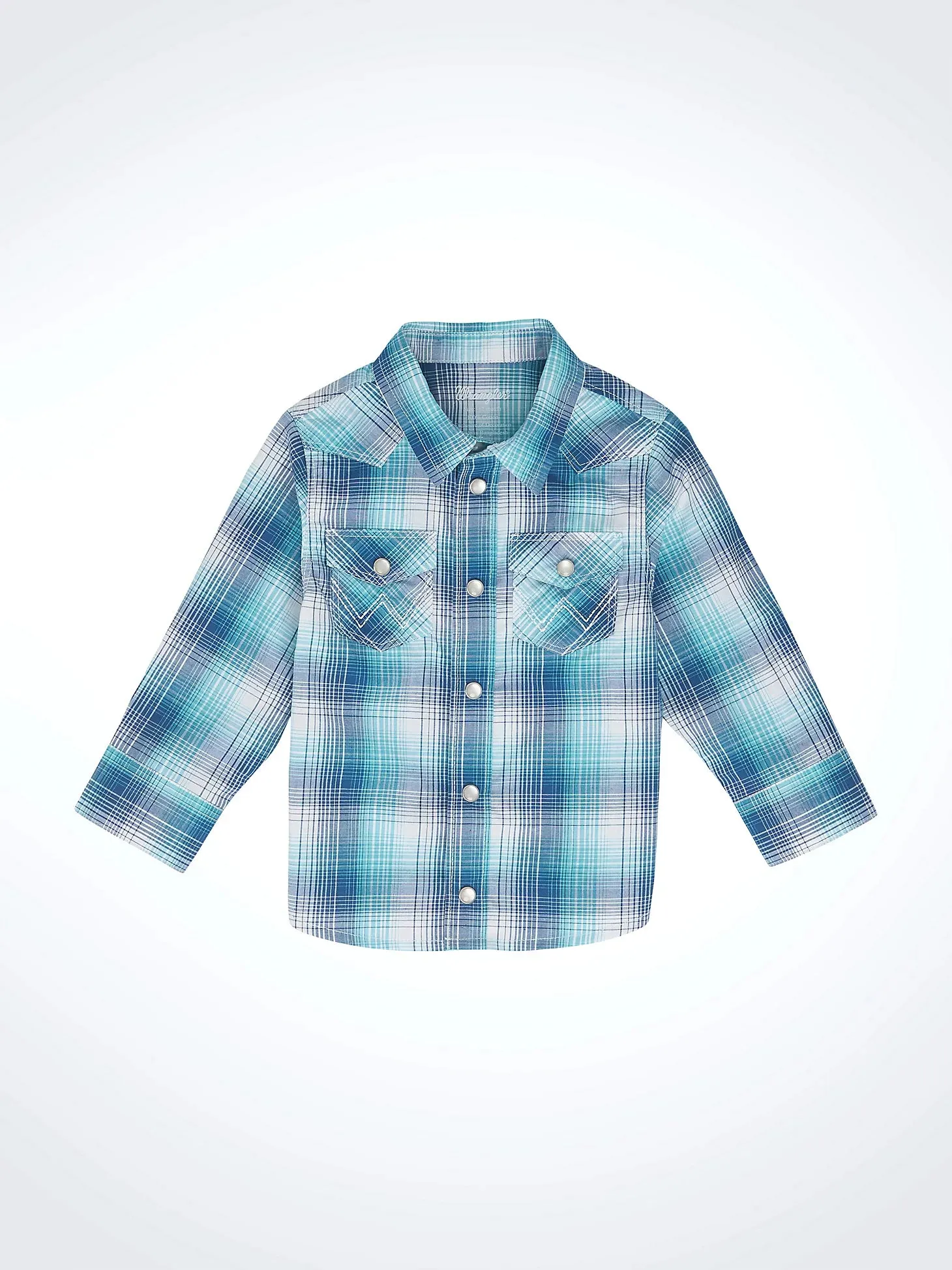 Baby Wrangler Turquoise Plaid Long Sleeve Snap Shirt