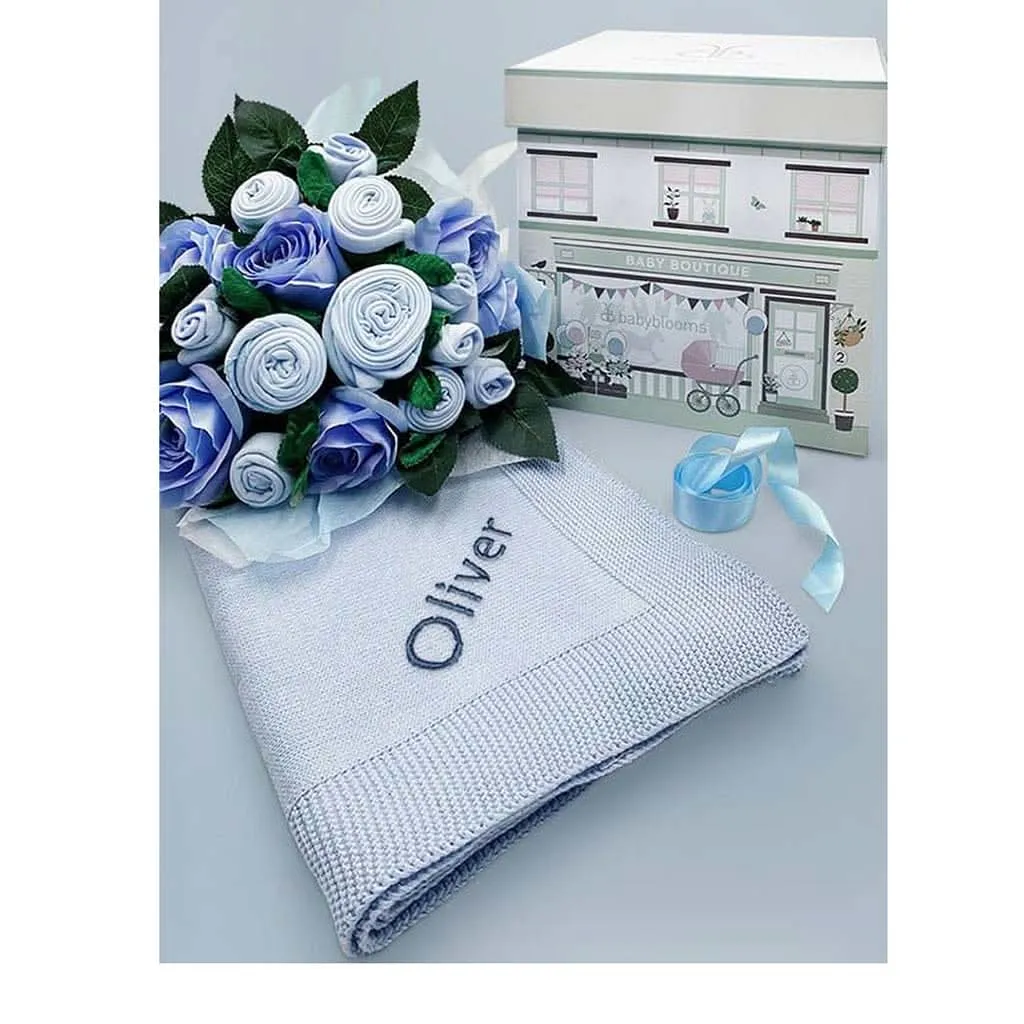 Babyblooms Luxury Rose Baby Clothes Bouquet and Personalized Baby Blanket