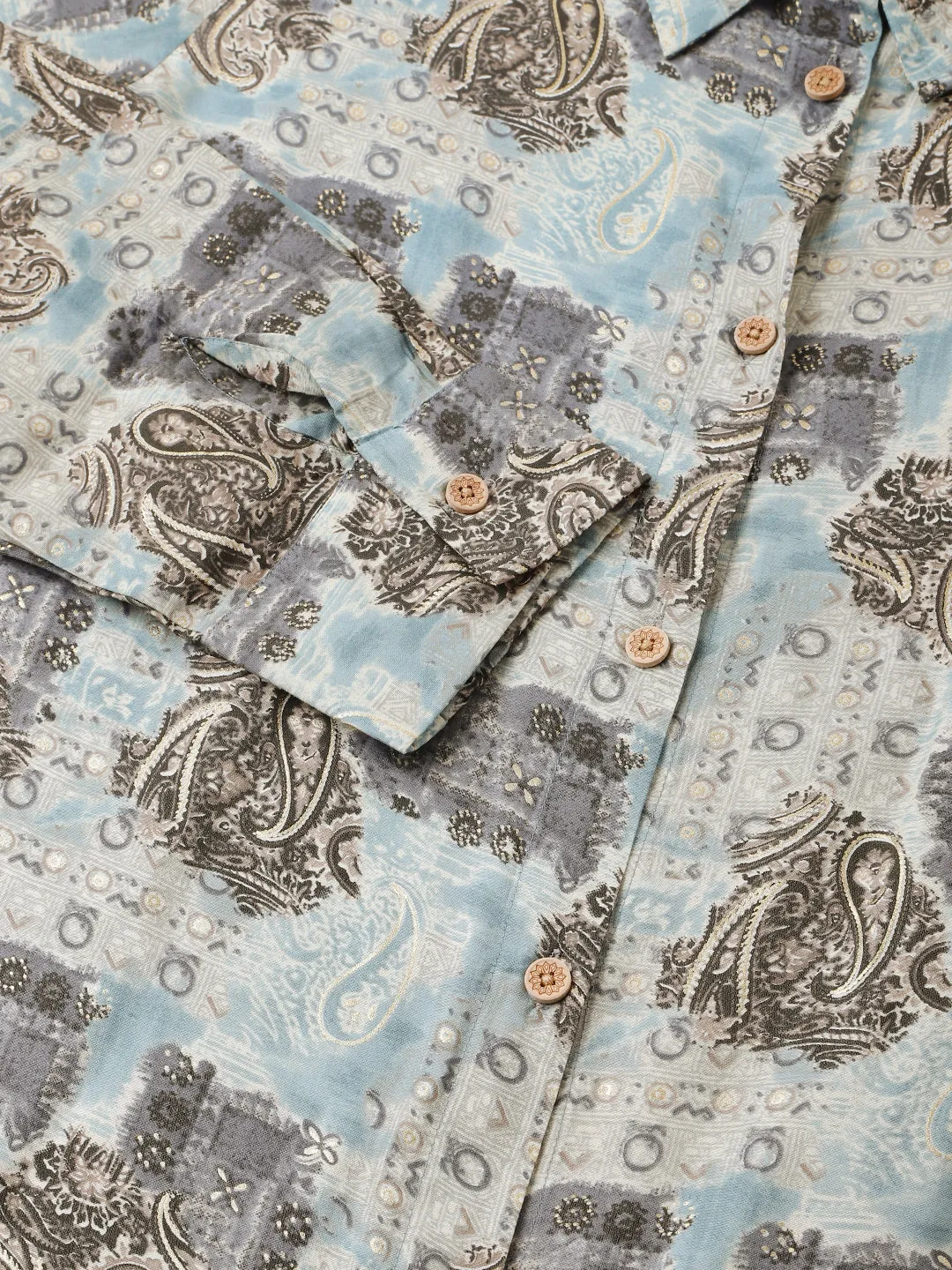 Blue Foil Printed Chanderi Co-Ord Set