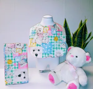 Boutique Style Baby Reversible Bib /w Matching Burp Cloth