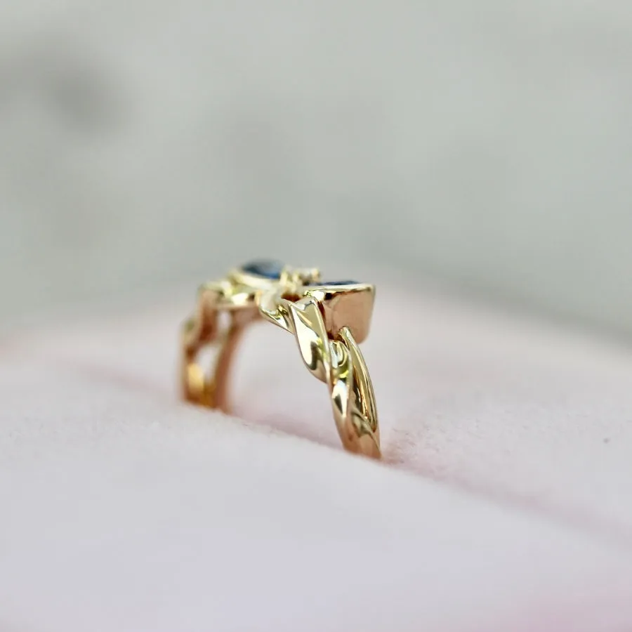 Bowtiful Blue Pear Sapphire Bow Ring