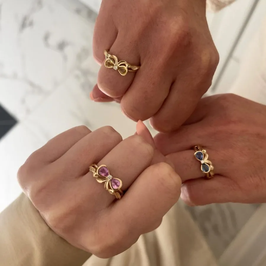 Bowtiful Blue Pear Sapphire Bow Ring