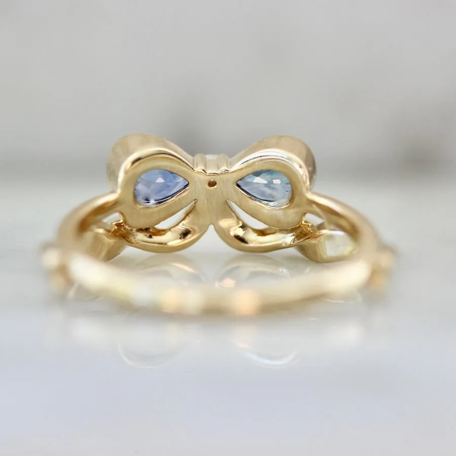 Bowtiful Blue Pear Sapphire Bow Ring