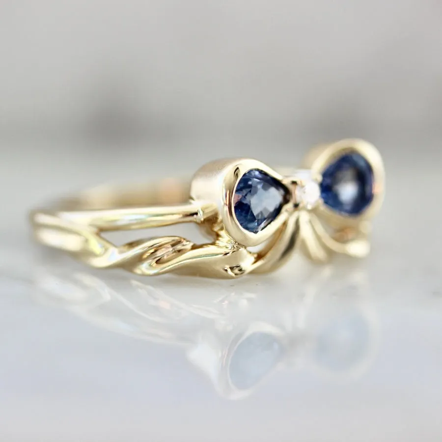 Bowtiful Blue Pear Sapphire Bow Ring