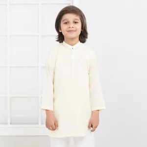 Boys Cotton Basic Kurta Burn Out - Lime