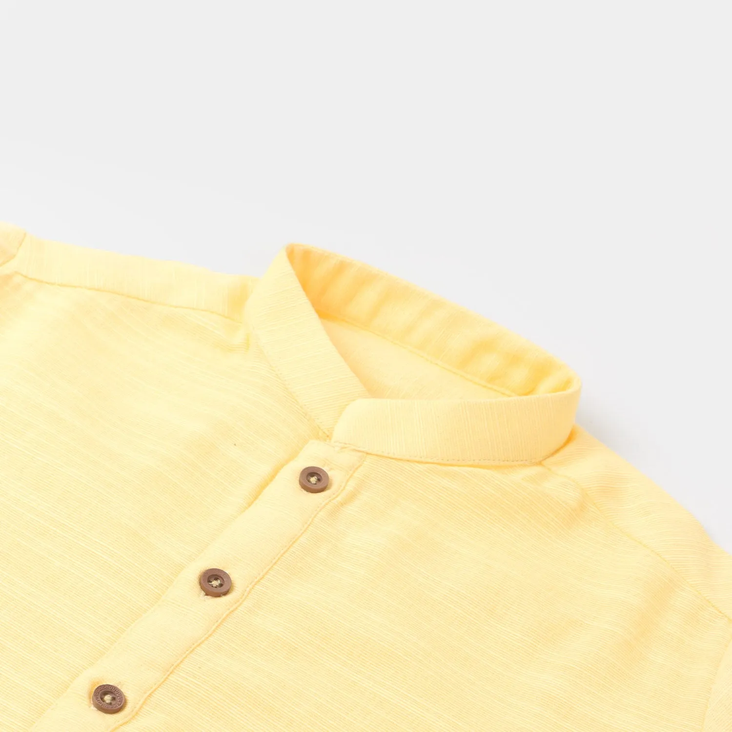 Boys Cotton Basic Kurta - Yellow