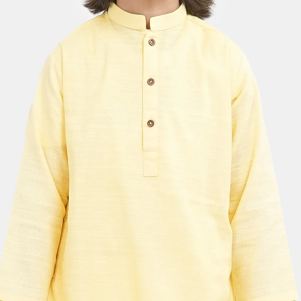 Boys Cotton Basic Kurta - Yellow