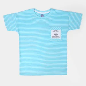 Boys Cotton T-Shirt Okay Great | L-Blue
