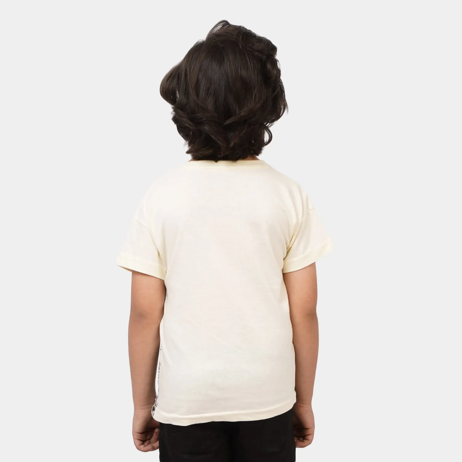 Boys Cotton T-Shirt T Rex - Cream