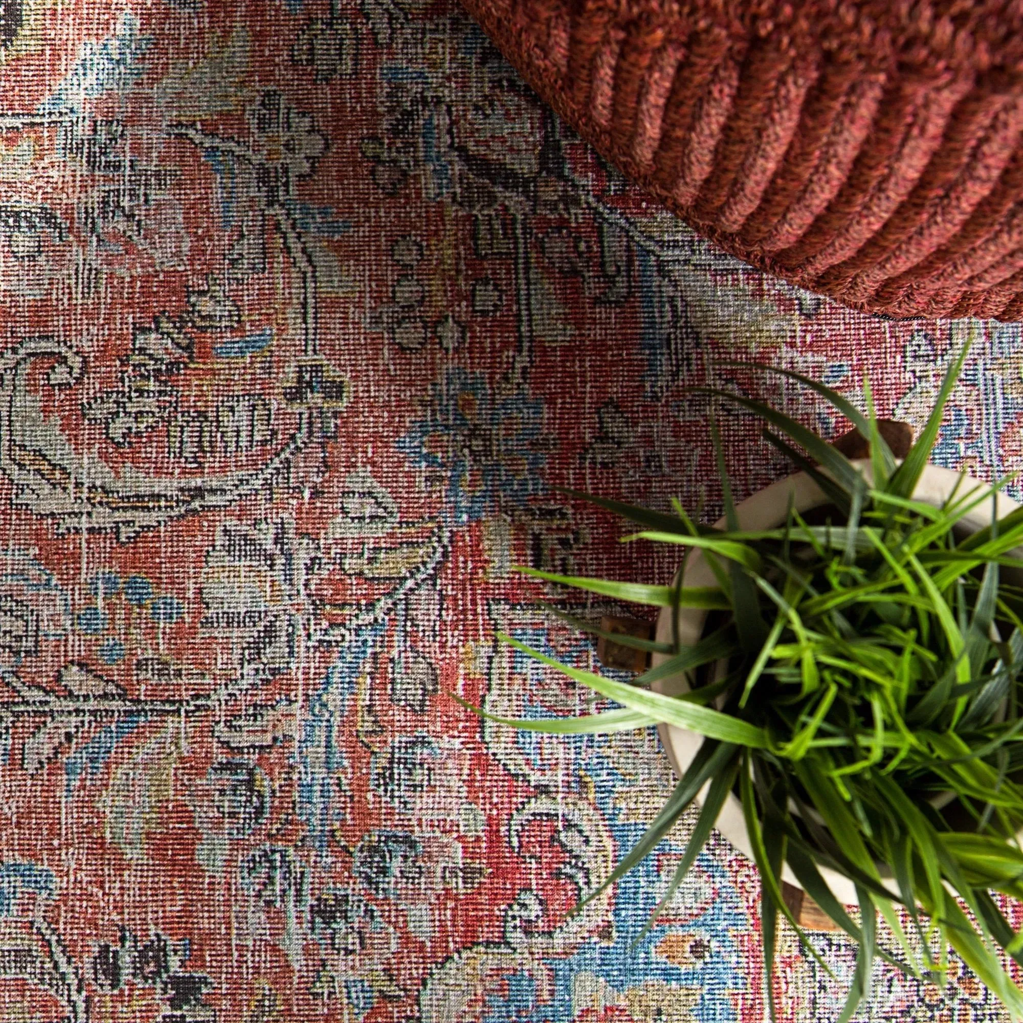 Chateau CHT01 Red/Light Blue Rug