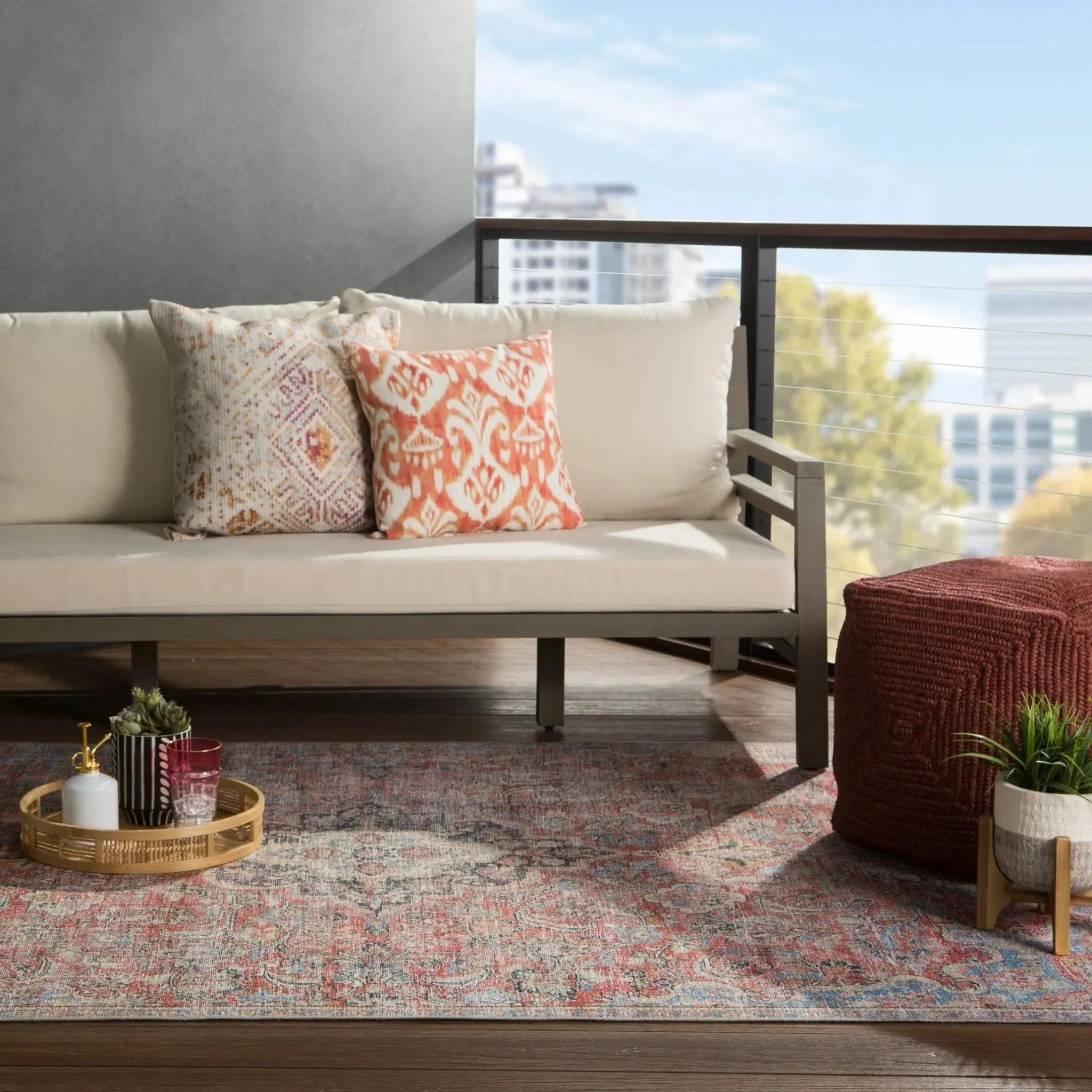 Chateau CHT01 Red/Light Blue Rug