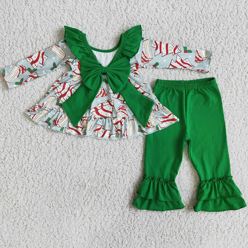 Christmas Baby Girl Clothes Set Bow Design Cute Kids Girls Toddler Outfits 6 A0-12