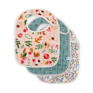 Cotton Muslin Classic Bib 3 Pack - Vintage Floral