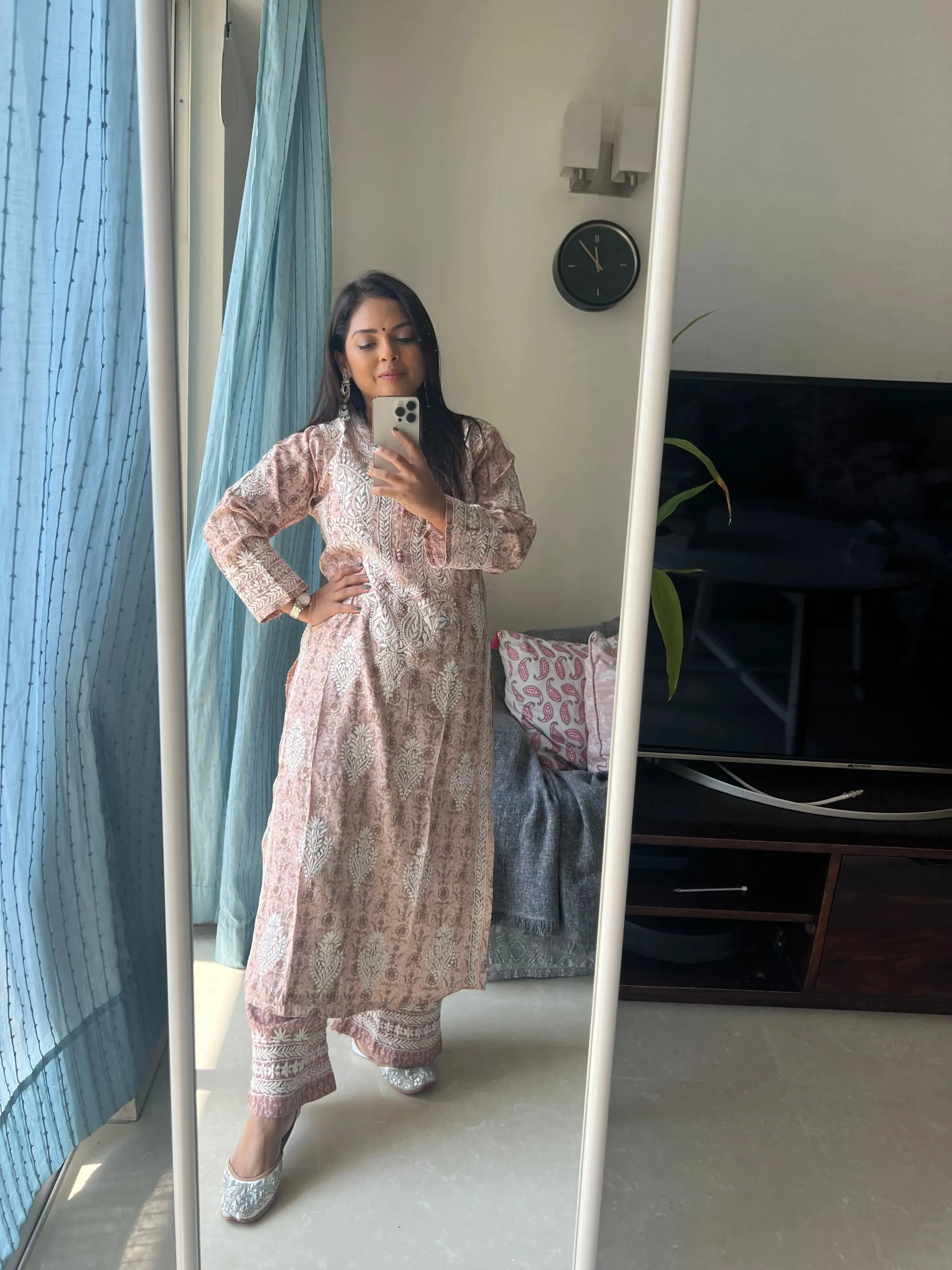 Cotton Printed Chikankari Set - Pink