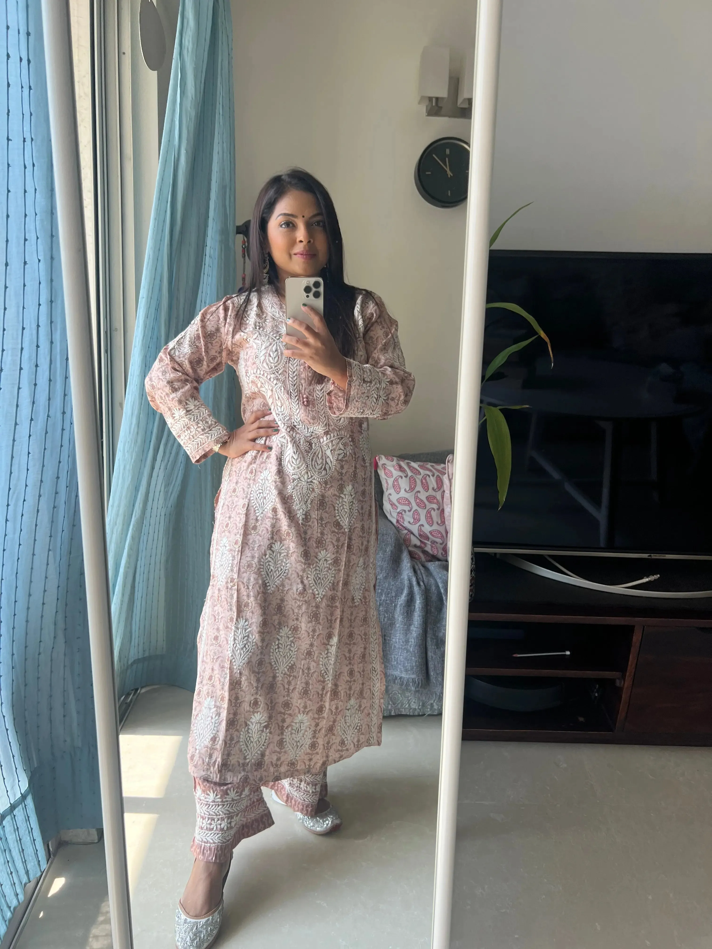 Cotton Printed Chikankari Set - Pink