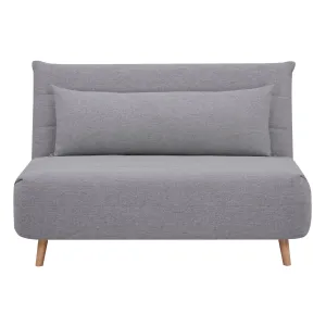 Elegant Grey 2-Seater Sofa Bed, Wooden Legs, Polyester Fabric