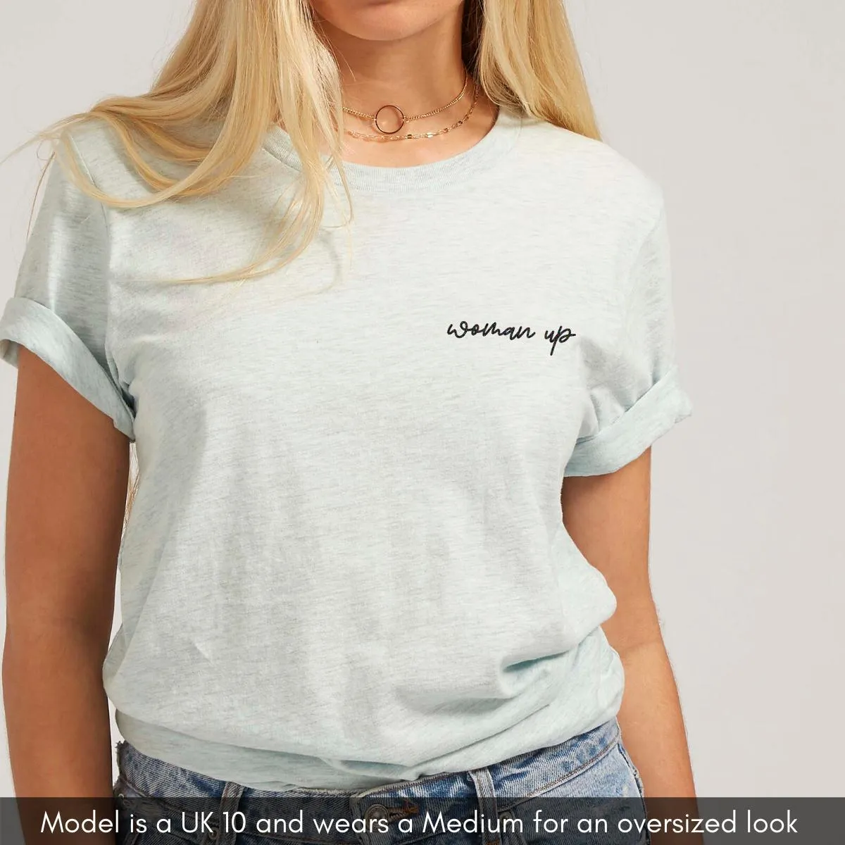 Embroidered Woman Up Feminist T-Shirt