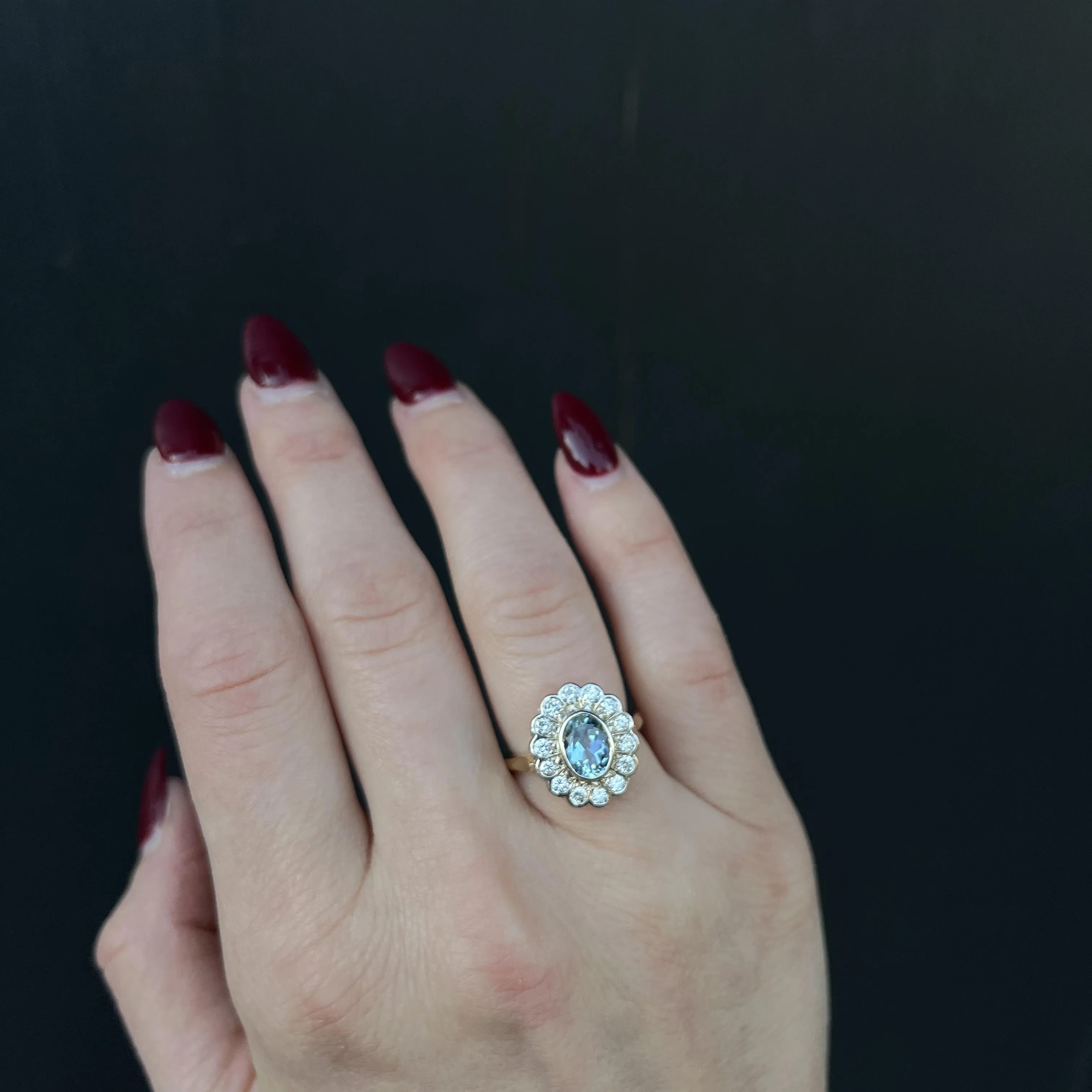 Estate 1.20 Carat Aquamarine and Diamond Ring