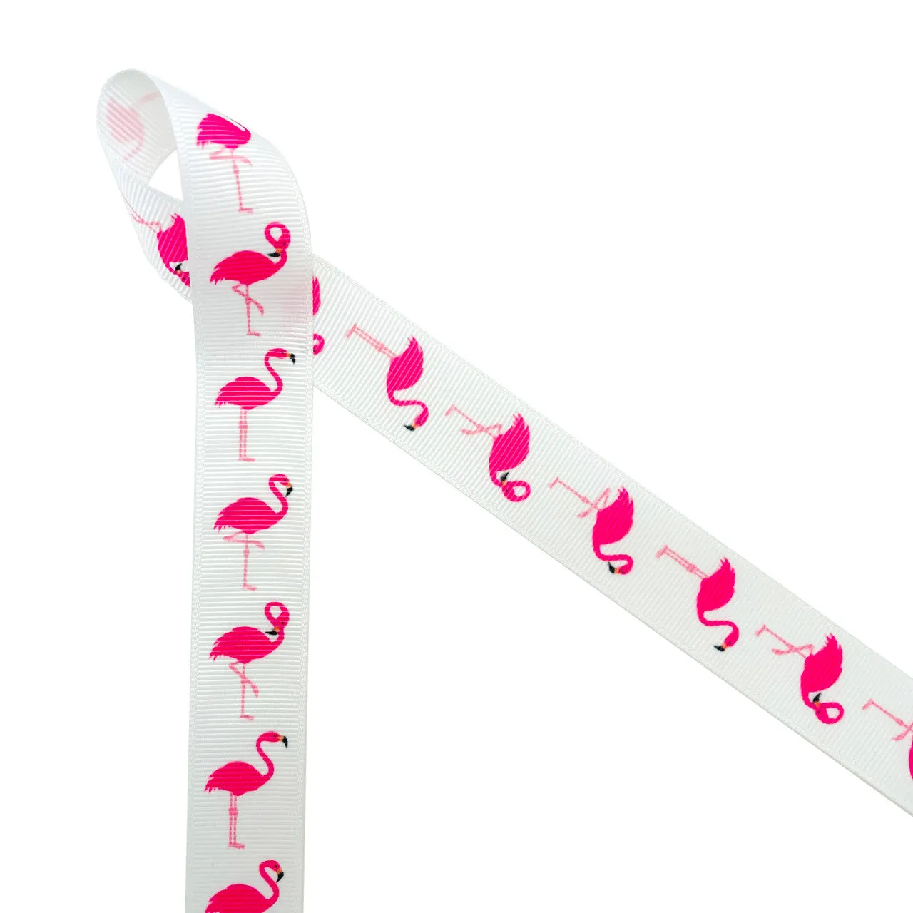 Flamingo ribbon pink flamingos  printed on 7/8" grosgrain