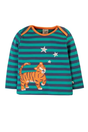 Frugi Baby Boys Bobby Applique Tiger Top