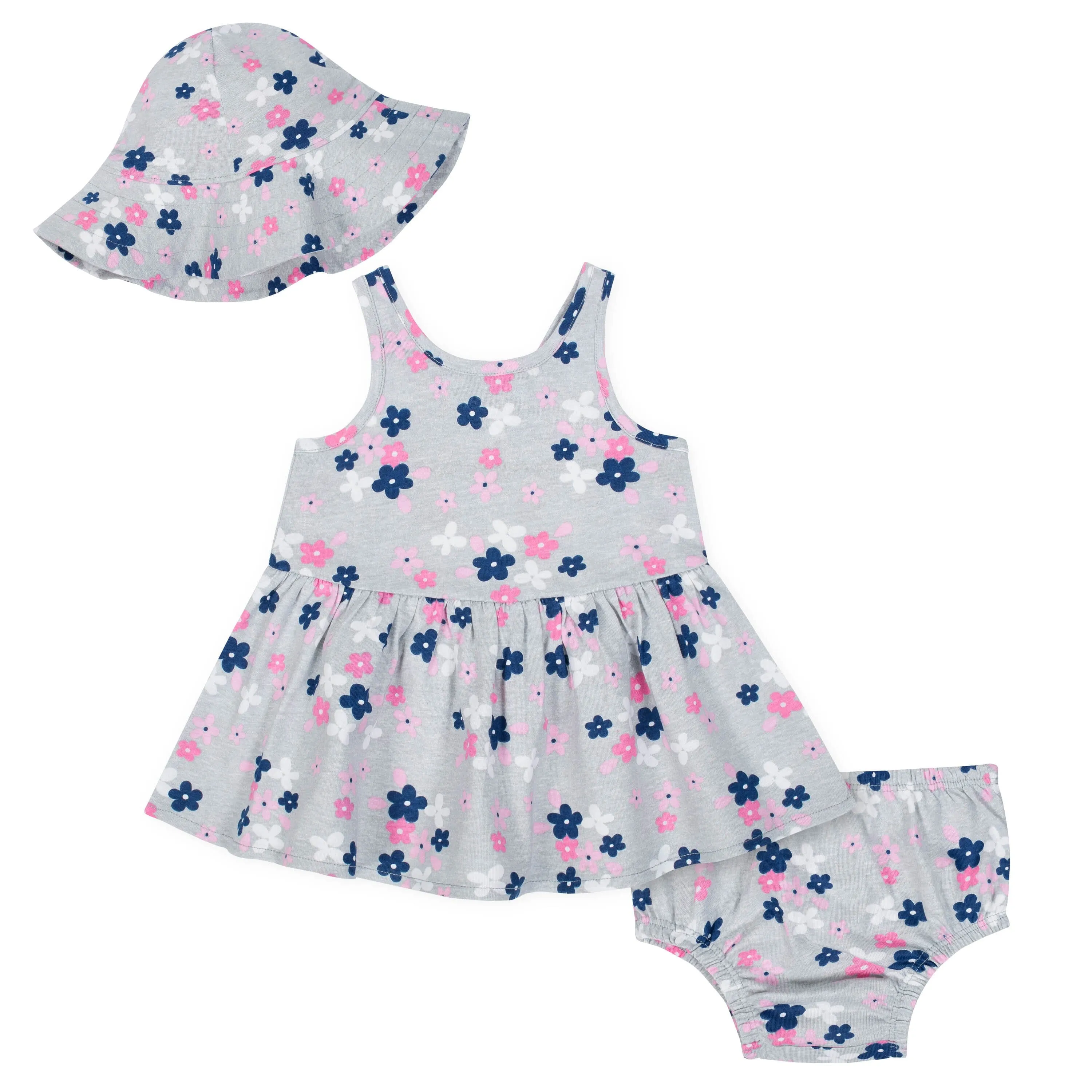 Gerber Baby Girls 3-Piece Dress Set, Pretty Flowers