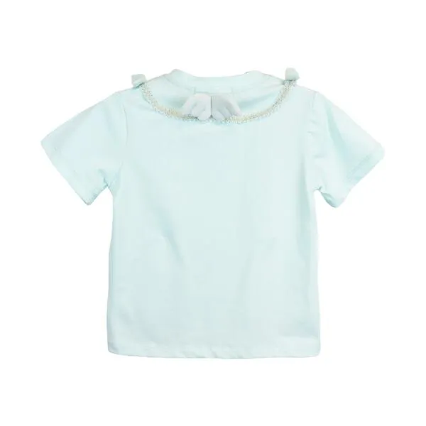 Green 3D Angel Wings Trim Tee