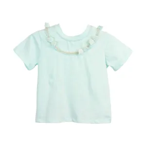 Green 3D Angel Wings Trim Tee