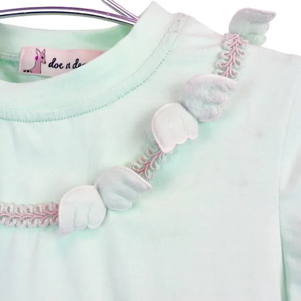 Green 3D Angel Wings Trim Tee