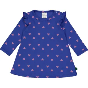 Heart L/S Dress, Star Blue/Pink Haze