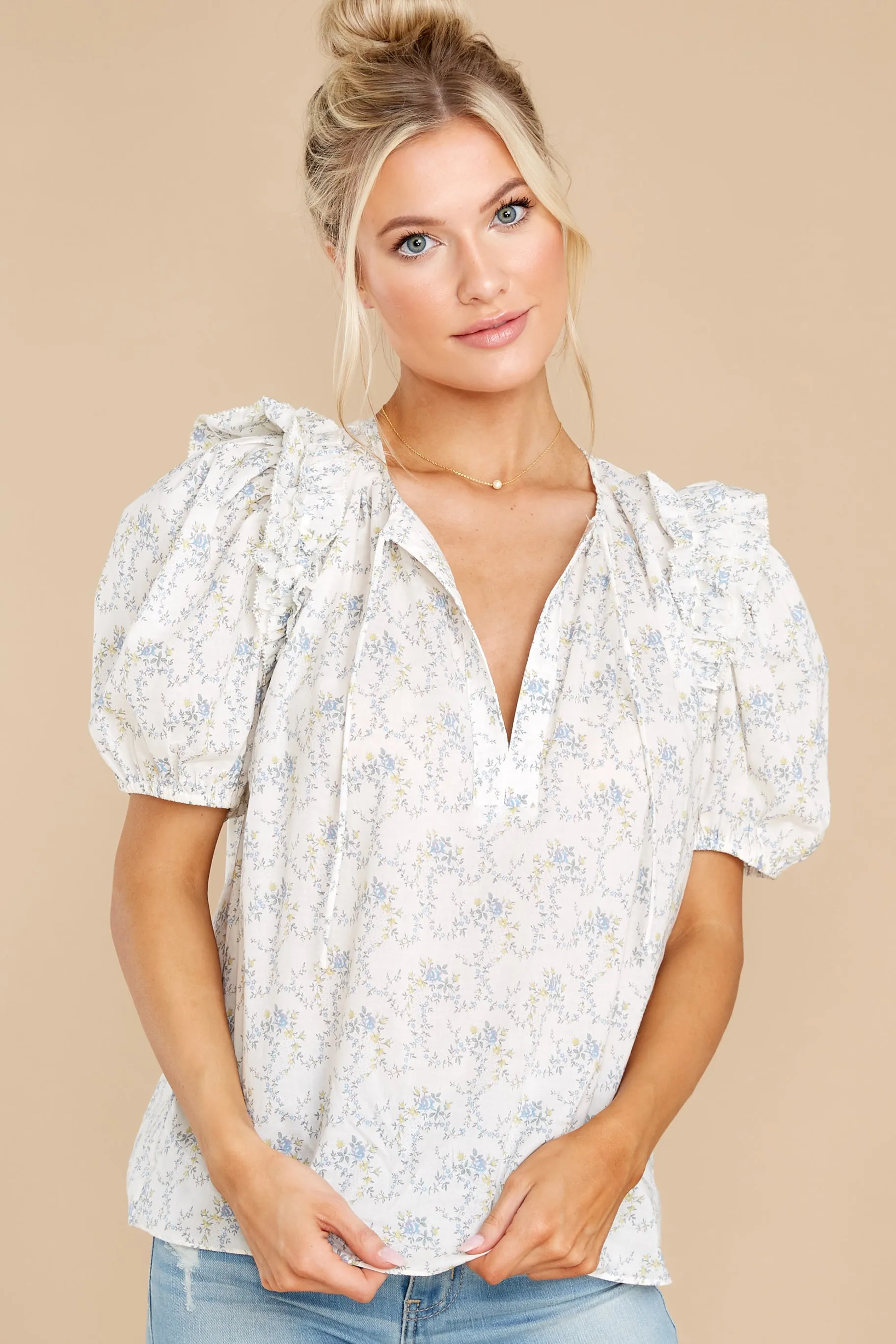 It's A Trend White Floral Print Top