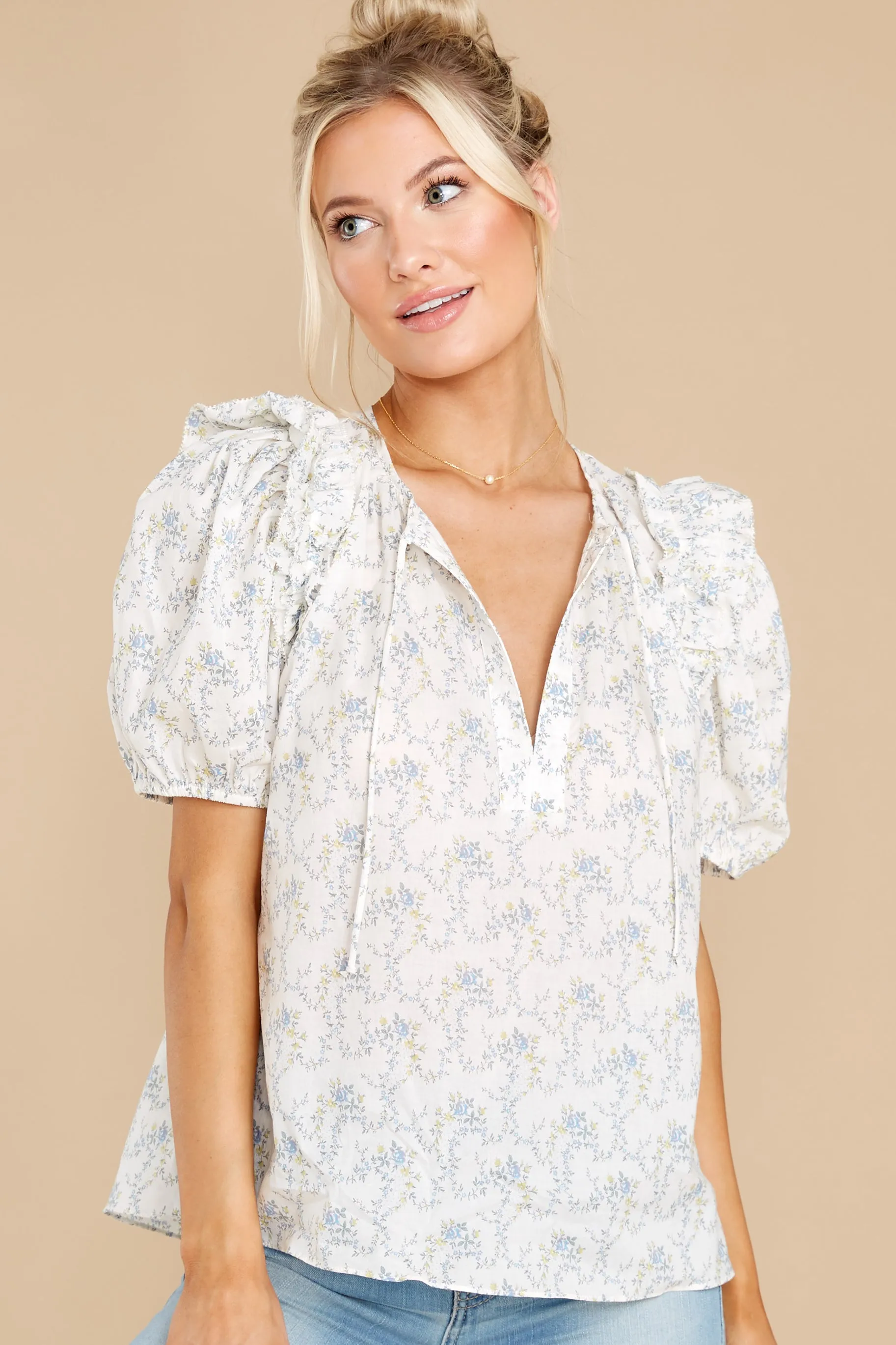 It's A Trend White Floral Print Top