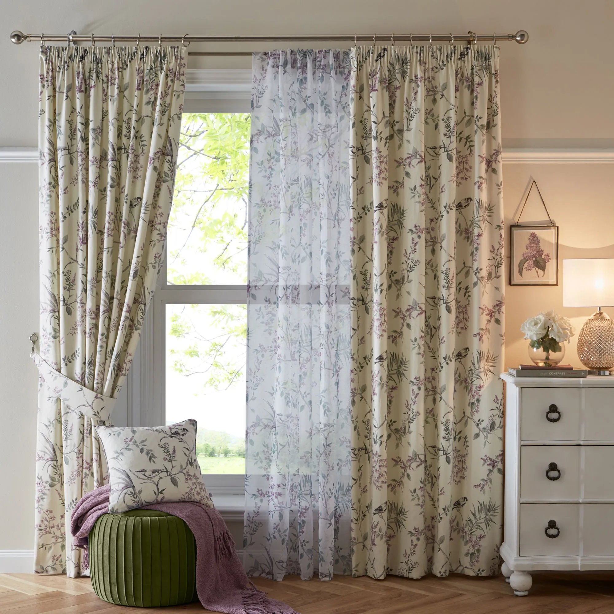 Jazmine Voile Panel by Dreams & Drapes in Heather