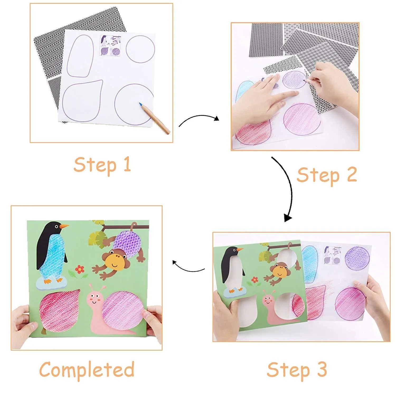 Kids DIY Rubbing Painting Set Toddler Early Educational Toys Painting Craft Kit Child Age 3-6