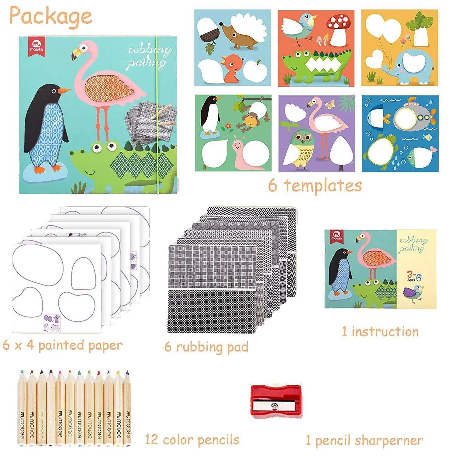 Kids DIY Rubbing Painting Set Toddler Early Educational Toys Painting Craft Kit Child Age 3-6