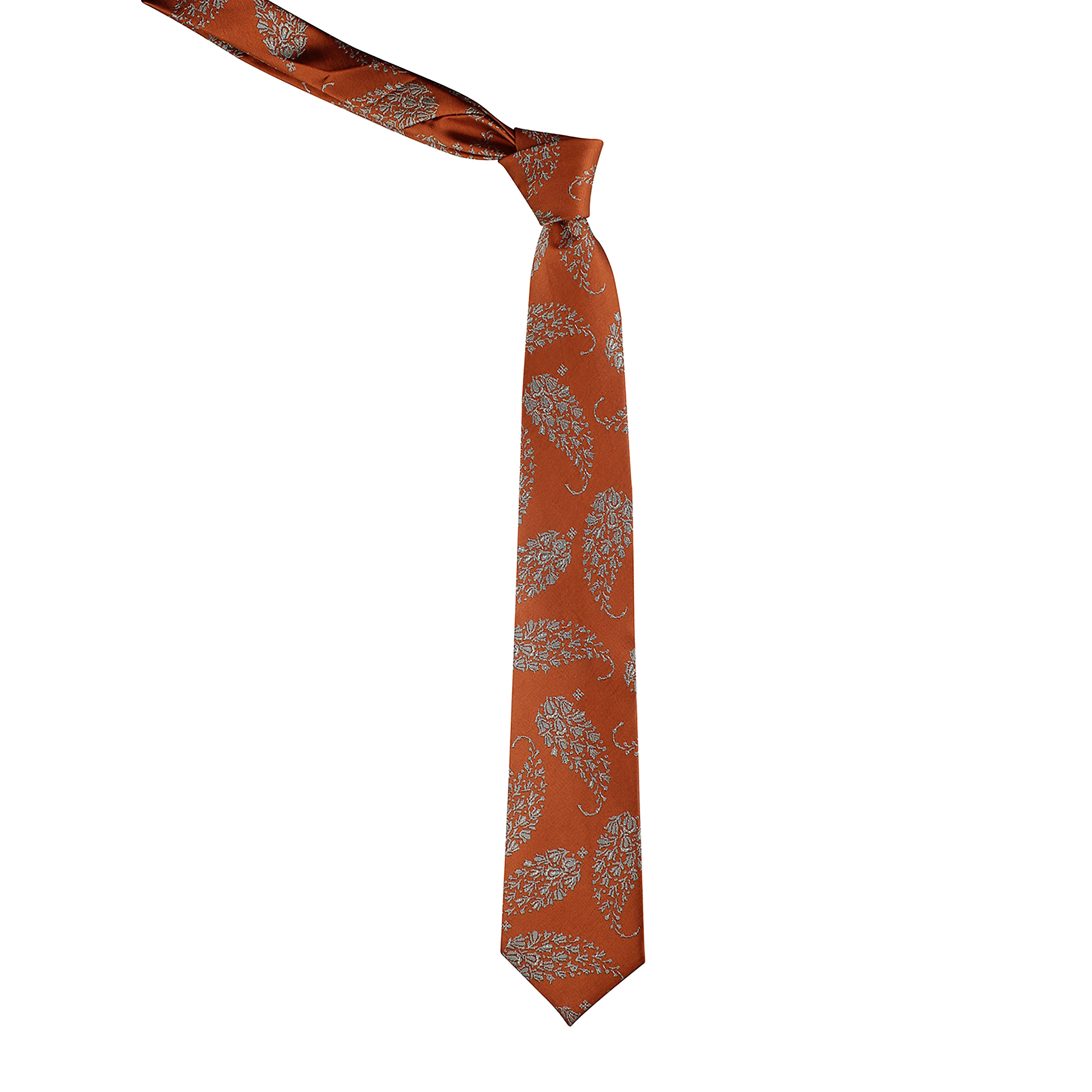 Kovove Orange Floral Necktie and Pocket Square Gift Box
