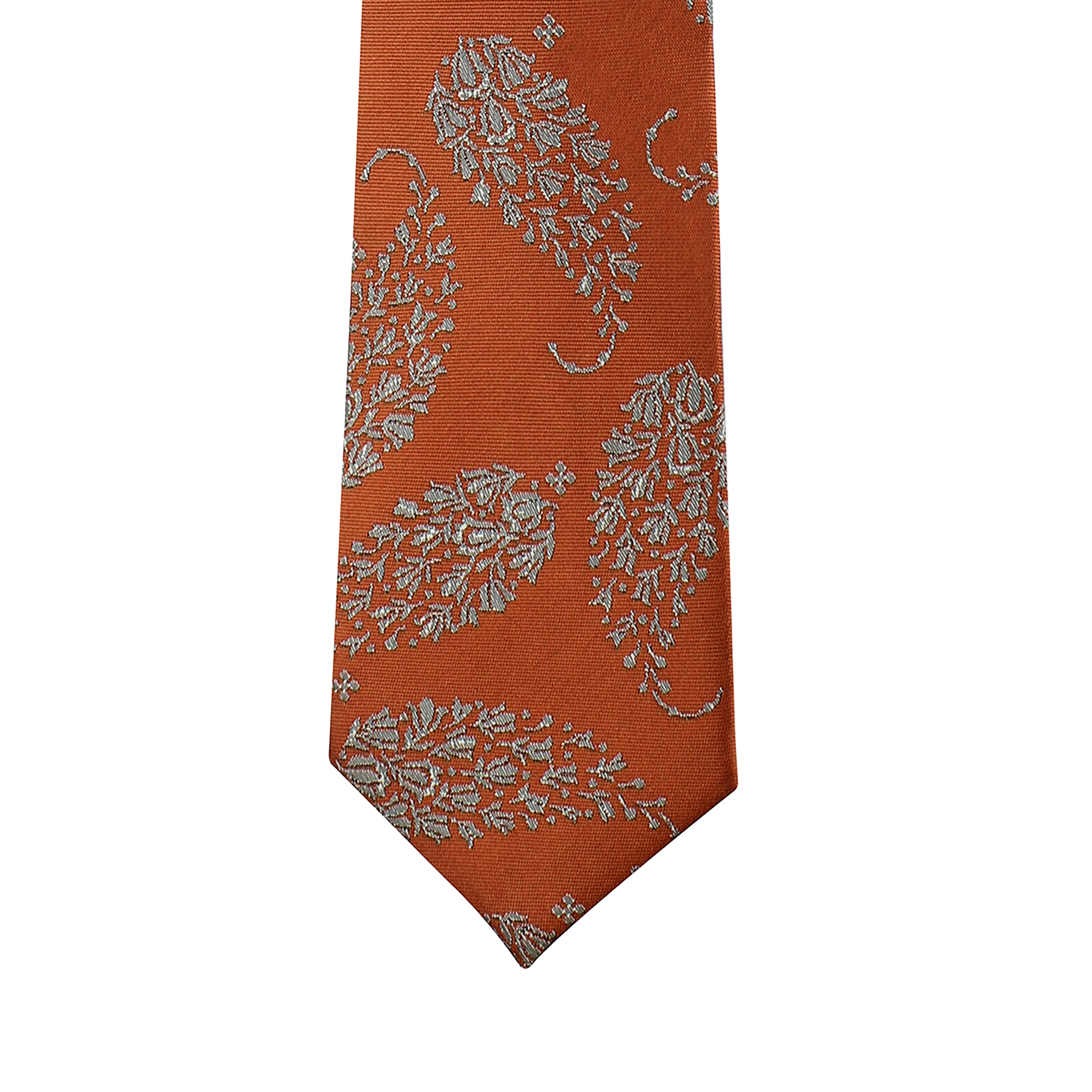 Kovove Orange Floral Necktie and Pocket Square Gift Box