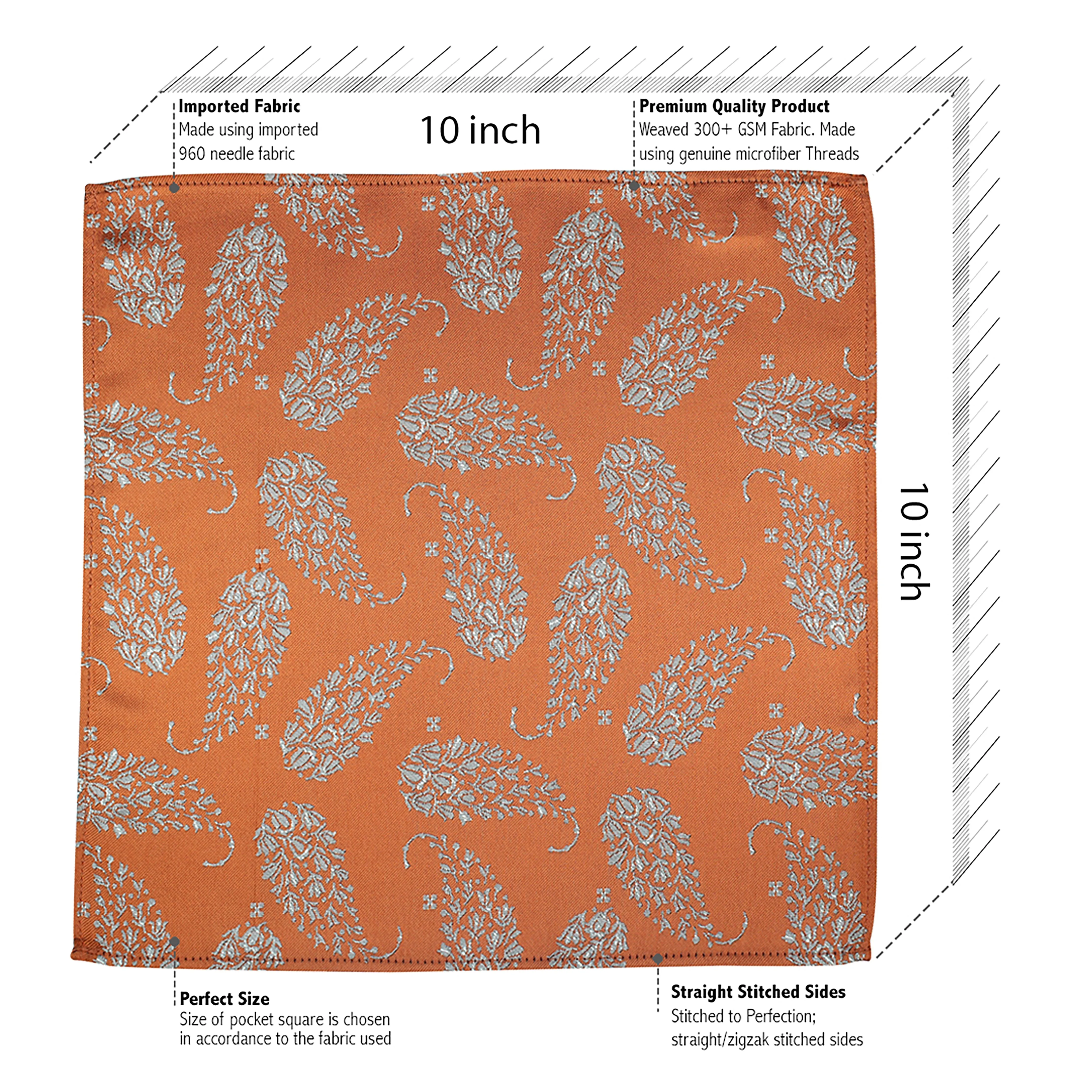 Kovove Orange Floral Necktie and Pocket Square Gift Box